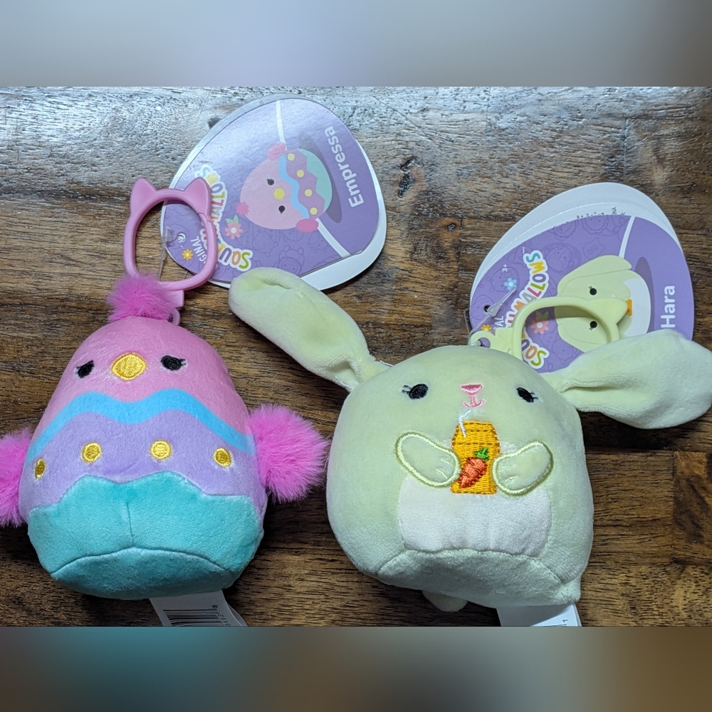 Squishmallows Easter keychain lot of 2 Bunny And chick